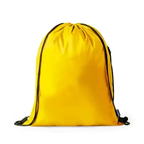 Mochila de cuerdas RPET con bolsillo lateral con cremallera ref 20904 - Amarillo