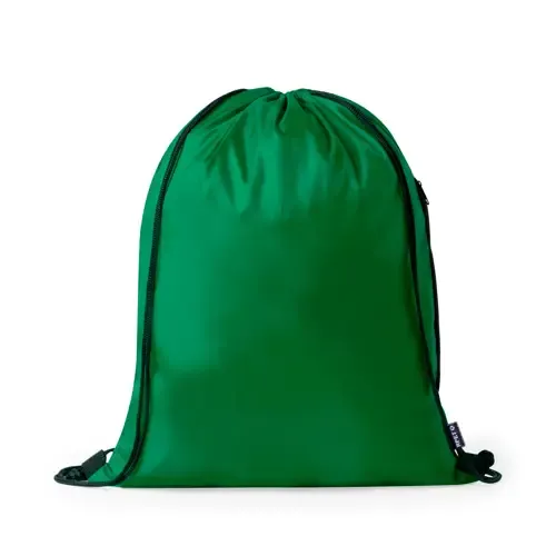 Mochila de cuerdas RPET con bolsillo lateral con cremallera ref 20904 - Verde