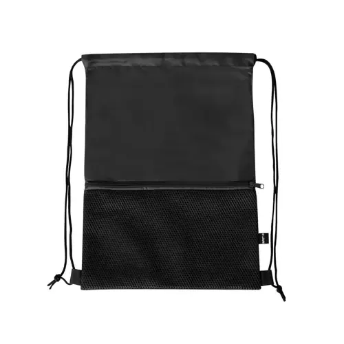 Mochila de cuerdas RPET con bolsillo frontal ref 20906 - Negro