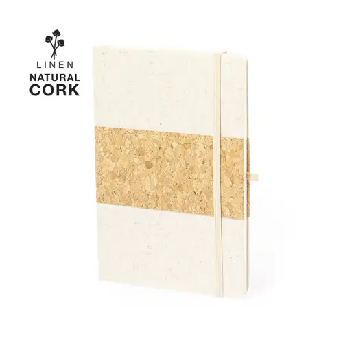 Bloc de notas de corcho y lino con 80 hojas lisas ref 20944
