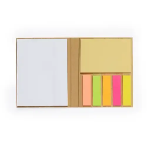 Bloc de notas de bambú con notas adhesivas coloridas ref 20964 - S C