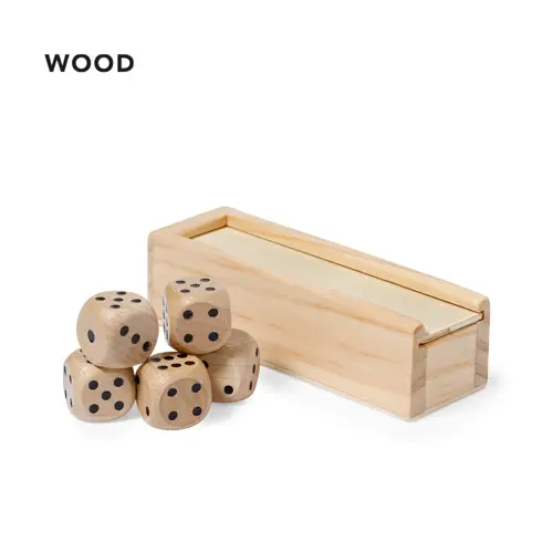 Juego de dados de madera natural en estuche deslizante ref 20982