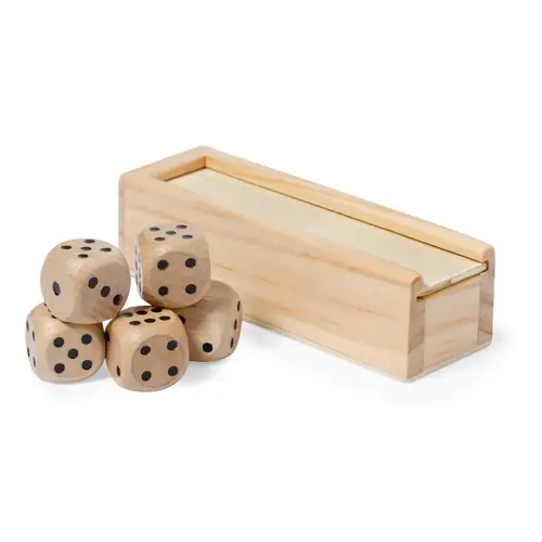 Juego de dados de madera natural en estuche deslizante ref 20982