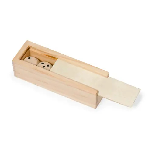 Juego de dados de madera natural en estuche deslizante ref 20982