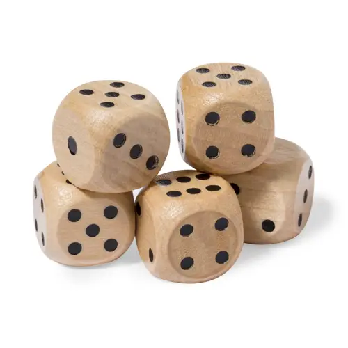 Juego de dados de madera natural en estuche deslizante ref 20982