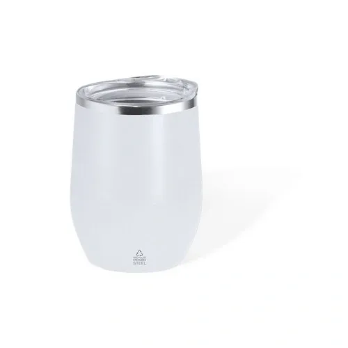 Vaso térmico de acero inox reciclado con tapa dosificadora ref 21028 - Blanco