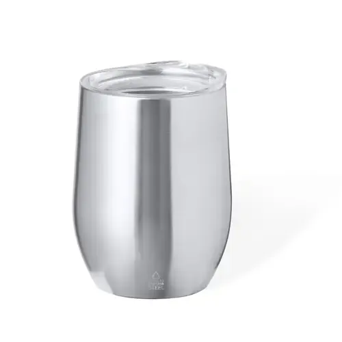 Vaso térmico de acero inox reciclado con tapa dosificadora ref 21028 - Plateado