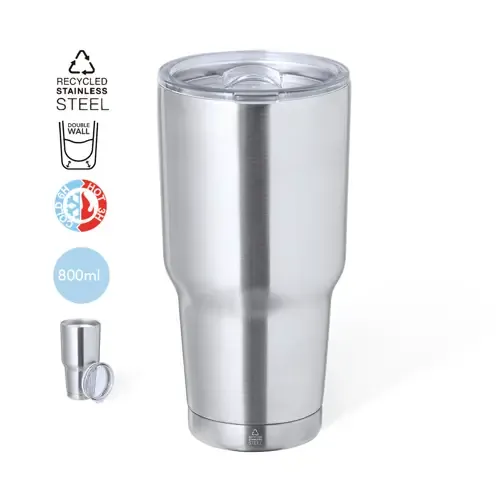 Vaso térmico de acero inox reciclado con dosificador ref 21029 - 00