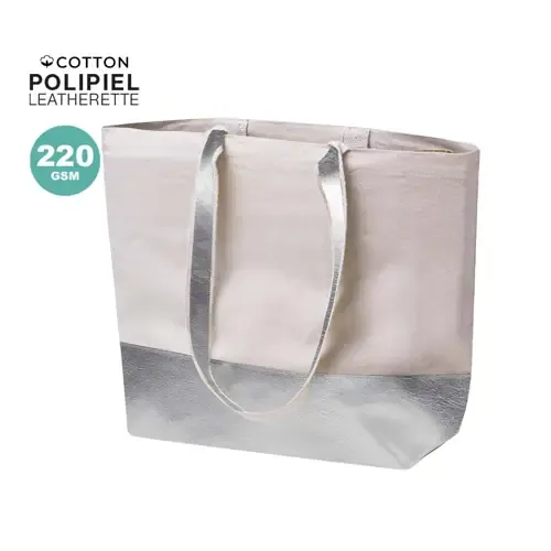 Bolsa de algodón reciclado con asas largas y diseño metalizado ref 21055 - 00