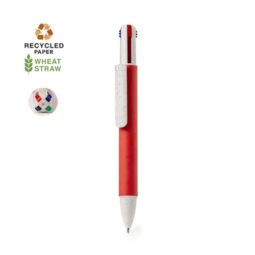Bolígrafo 4 en 1 ecológico con tinta azul roja negra verde ref 21076
