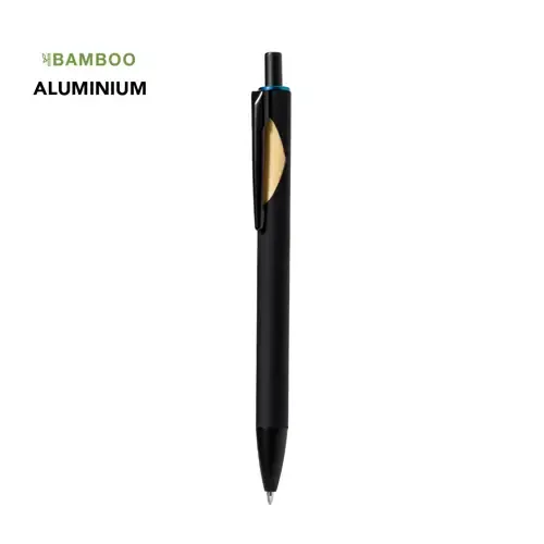 Bolígrafo pulsador con detalle en bambú para marcaje ref 21083 - 00
