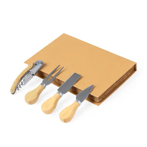 Set de quesos y vino con accesorios de acero inox ref 21098