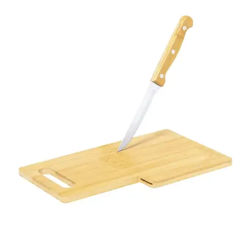 Tabla de cocina de bambú con cuchillo de sierra ref 21104 - 01