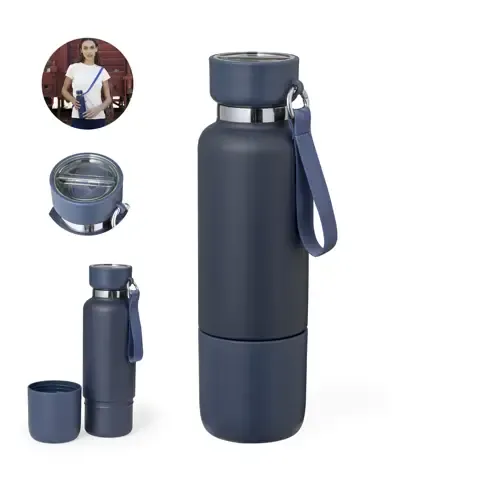 Bidón térmico de acero inox con vaso y lanyard ref 21123 - 00