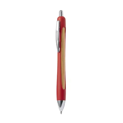 Bolígrafo pulsador RABS y bambú eco-friendly ref 21125 - Rojo