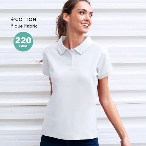Polo de piqué blanco para mujer con botones ref 21182