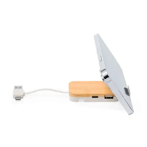Puerto USB 20 con soporte móvil en bambú y caña de trigo ref 21205 - 03