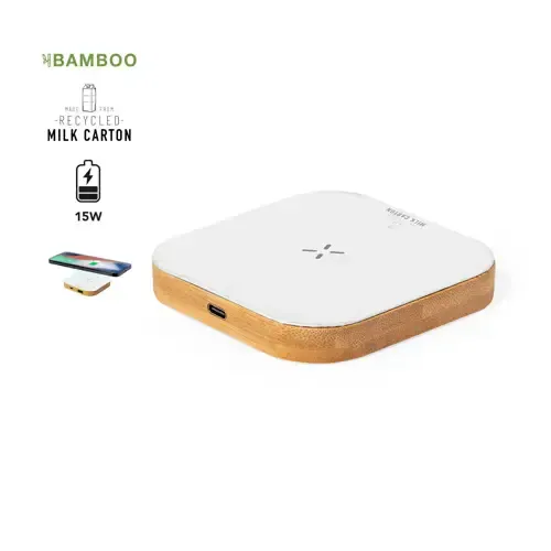 Cargador inalámbrico 15W ecológico de bambú ref 21207 - 00