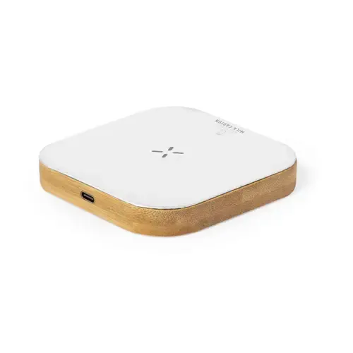 Cargador inalámbrico 15W ecológico de bambú ref 21207 - Blanco
