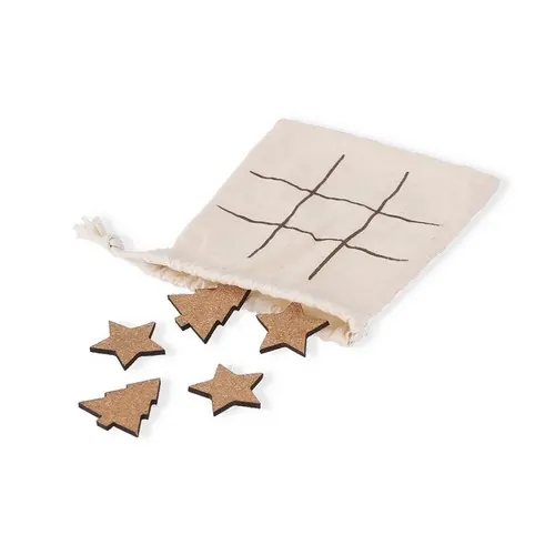 Juego de tres en raya de corcho natural con bolsa de algodón ref 21265 - 2