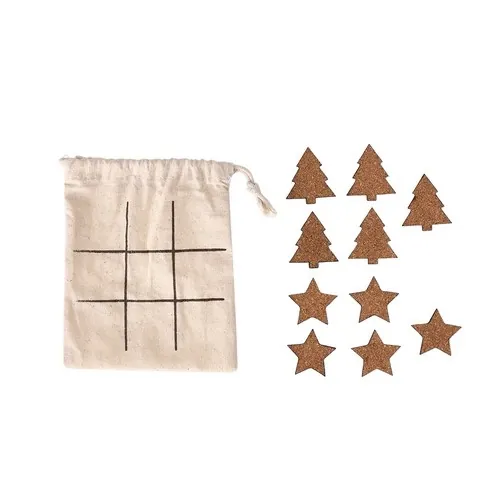 Juego de tres en raya de corcho natural con bolsa de algodón ref 21265 - 7