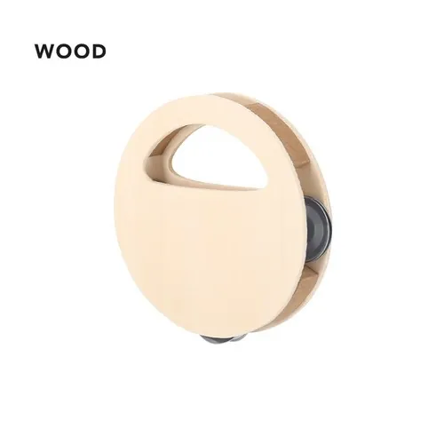 Pandereta de madera con asa ergonómica y platillos dobles ref 21266 - 1