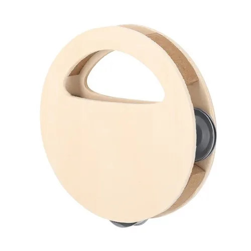 Pandereta de madera con asa ergonómica y platillos dobles ref 21266 - 2