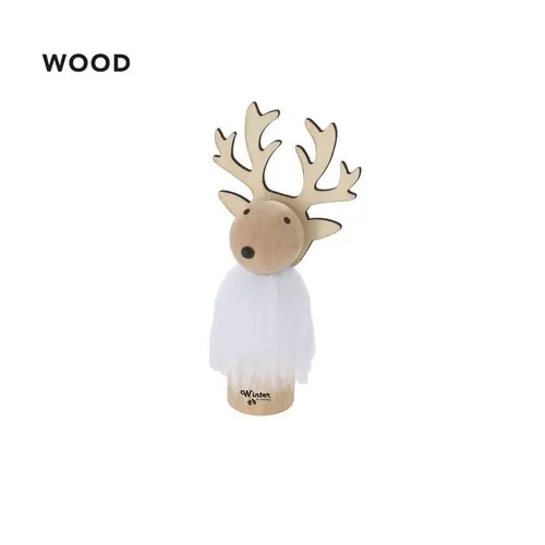 Adorno navideño de madera con pelaje blanco ref 21268 - 1
