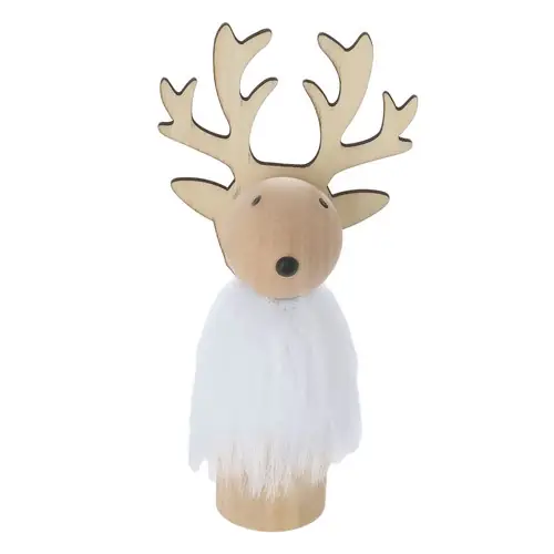 Adorno navideño de madera con pelaje blanco ref 21268 - Natural