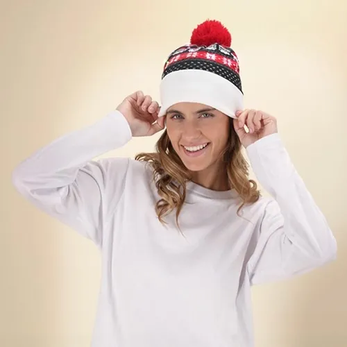 Gorro navideño con luz LED y pom pom divertido ref 21277 - 4