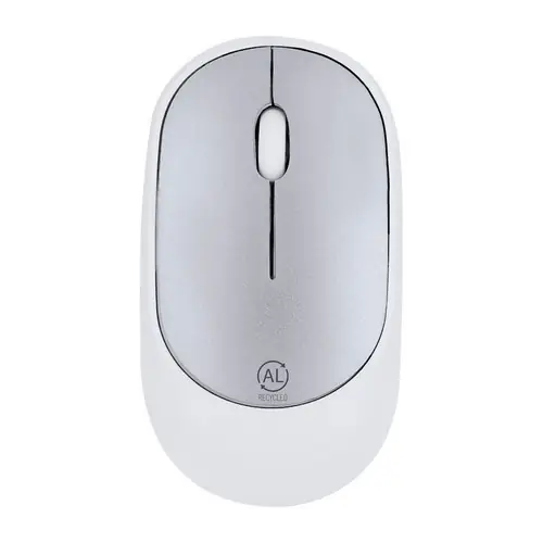 Ratón óptico inalámbrico ecoamigable en aluminio reciclado ref 21327 - Plateado