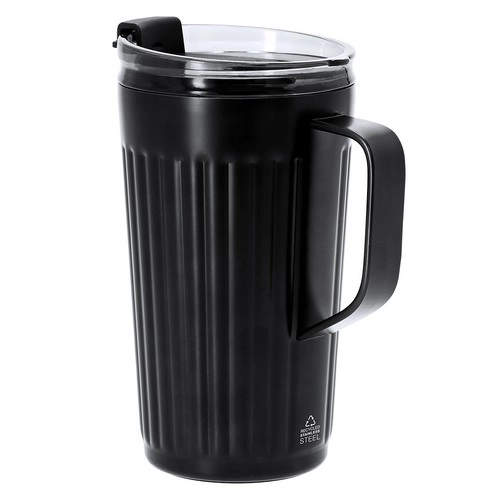 Taza térmica de acero reciclado con tapa a presión ref 21342