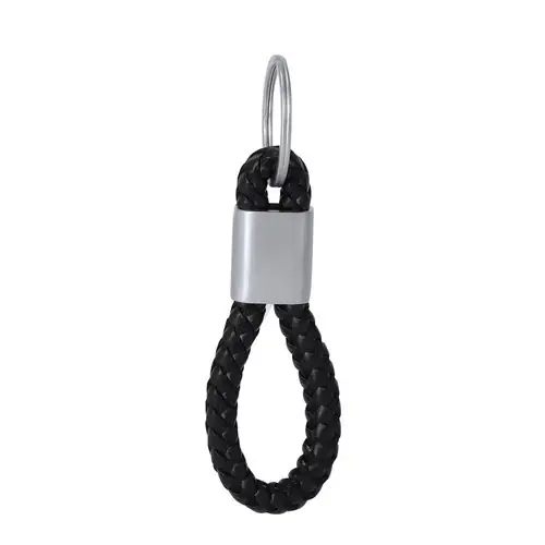 Llavero elegante con cordón trenzado para marcaje láser ref 21343 - Negro