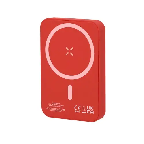 Batería auxiliar magnética 5000 mAh carga inalámbrica ref 21356 - Rojo
