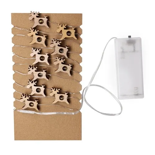 Guirnalda iluminada de madera natural con 20 LEDs ref 21380 - 5