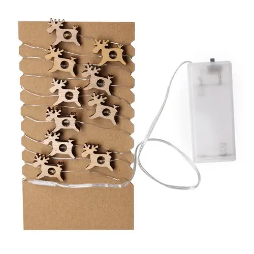 Guirnalda iluminada de madera natural con 20 LEDs ref 21380 - Natural