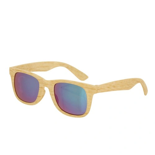 Gafas de sol estilo madera con lentes espejo verdes ref 21473
