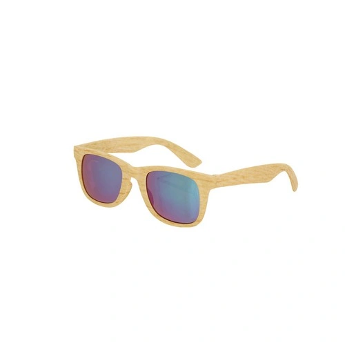 Gafas de sol estilo madera con lentes espejo verdes ref 21473