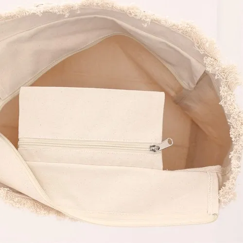 Bolsa de algodón con flecos y cierre de cremallera ref 21492 - 05