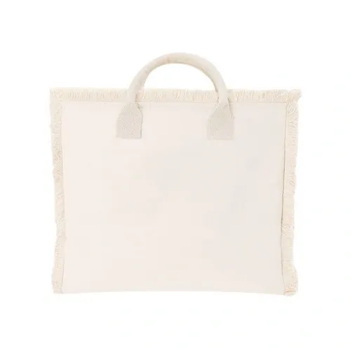 Bolsa de algodón con flecos y cierre de cremallera ref 21492 - Natural