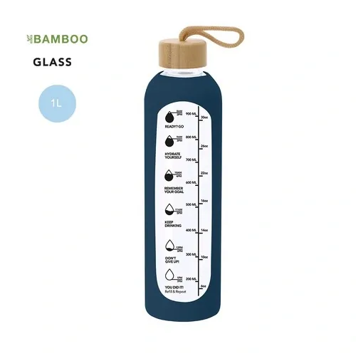 Bidón de Cristal 1L con Funda de Silicona Antideslizante ref 21554 - 00