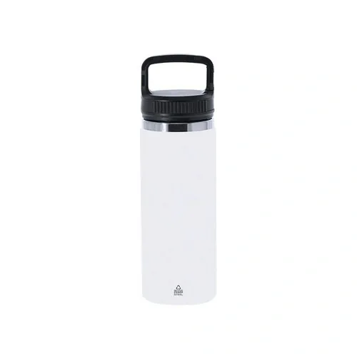 Bidón térmico de acero reciclado con asa mosquetón ref 21556 - Blanco