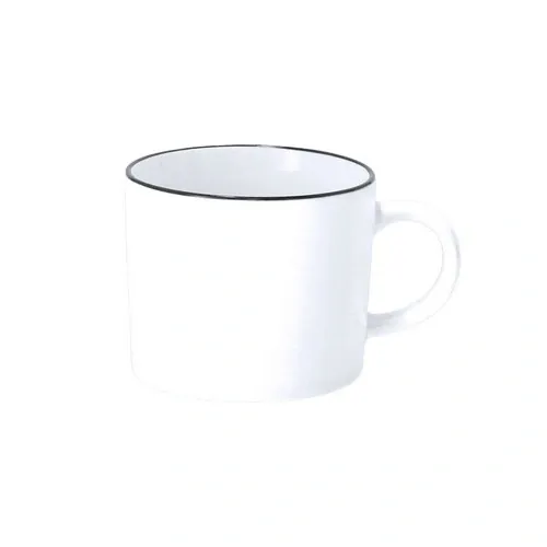 Taza de cerámica mate con detalle negro 400 ml ref 21561 - Blanco