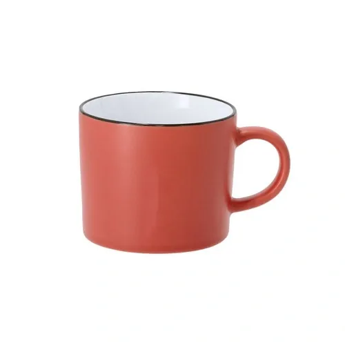 Taza de cerámica mate con detalle negro 400 ml ref 21561 - Rojo