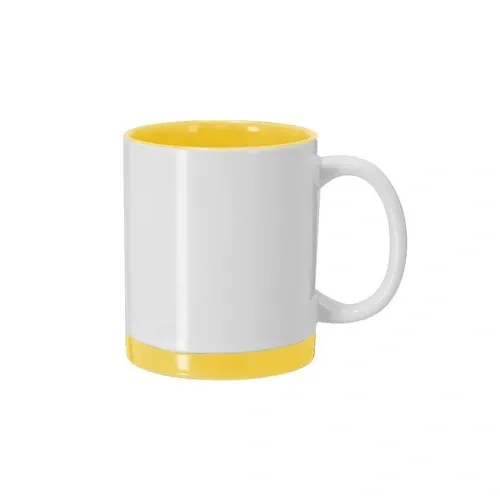 Taza de cerámica para sublimación con detalles de color ref 21565 - Amarillo