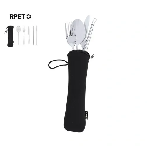 Set de cubiertos de acero inoxidable con funda RPET ref 21569 - 00