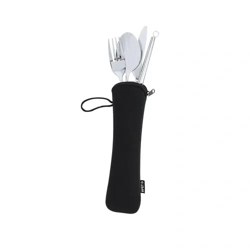Set de cubiertos de acero inoxidable con funda RPET ref 21569 - 02