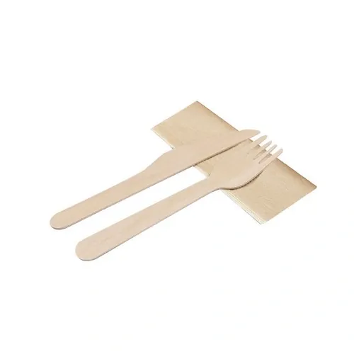 Set de cubiertos ecológicos 3 en 1 de madera natural ref 21573 - 01
