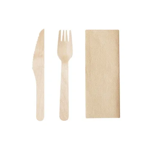 Set de cubiertos ecológicos 3 en 1 de madera natural ref 21573 - Natural