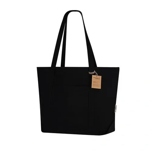 Bolsa de algodón reciclado con bolsillo exterior ref 21651 - 03
